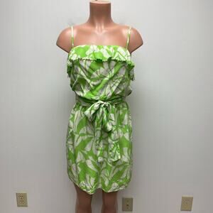 Lilly Pulitzer Womens Lime Green Floral Silk Wish You Were Here Darcia Dress 2
